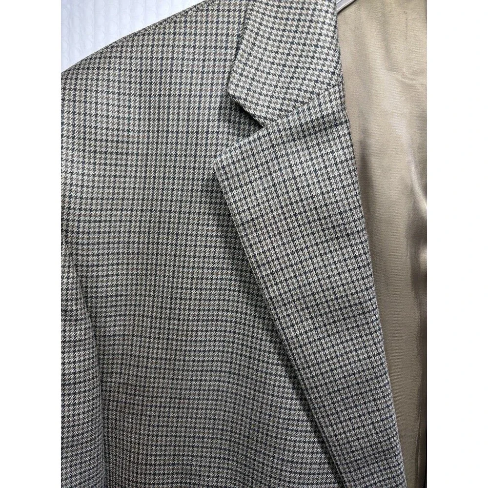 Lauren Ralph Lauren Men's Brown Houndstooth Silk/Wool Blazer 46R Two Button
